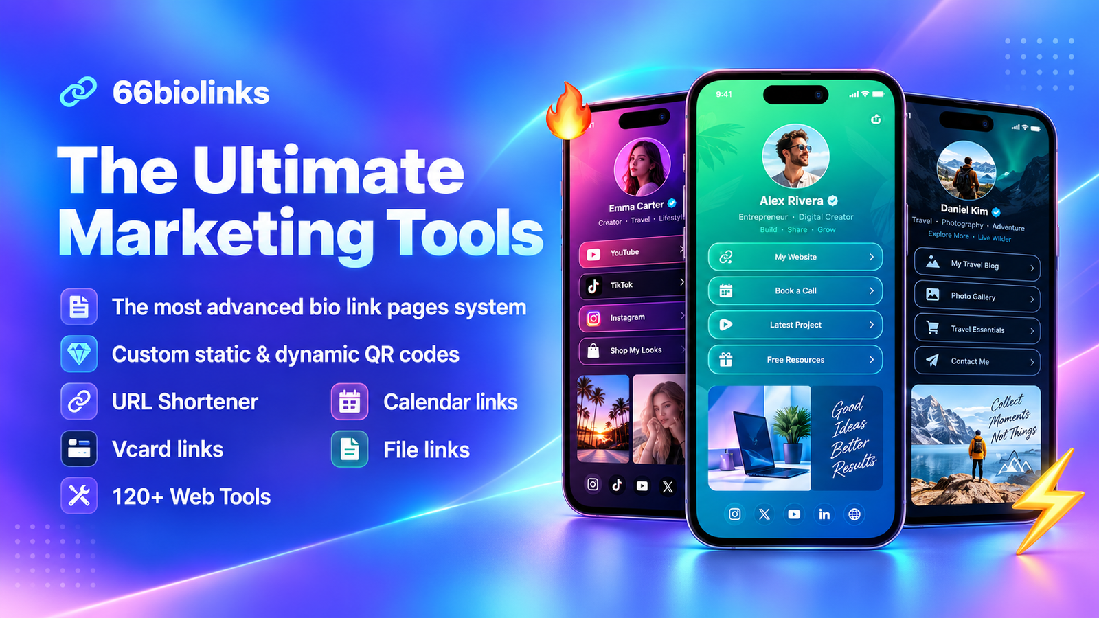 Bio Links, URL Shortener, QR Codes & Web Tools (SAAS)