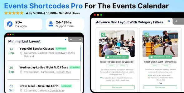 Events Shortcodes Pro – For The Events Calendar